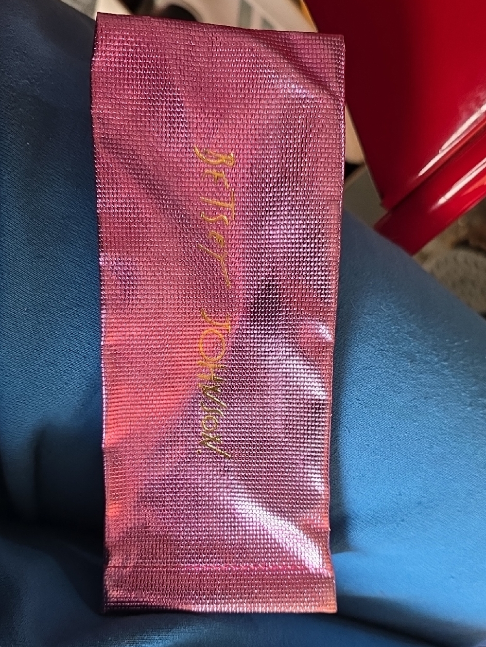 Betsey Johnson Metallic Pink Cosmetic/Glasses Sleeve with Gold Logo